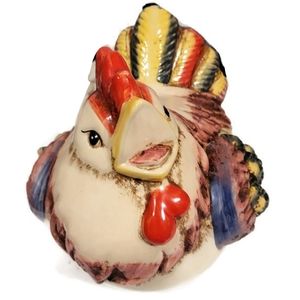 Extra Large Ceramic Colorful Sitting Rooster Home Decor Fat Plump Chicken